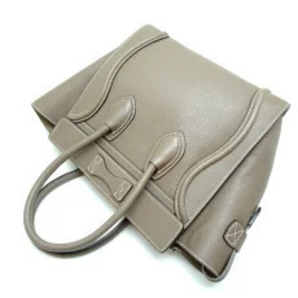 Celine Luggage Shopper Handbag Leather Greige Gray - Picture 4 of 9